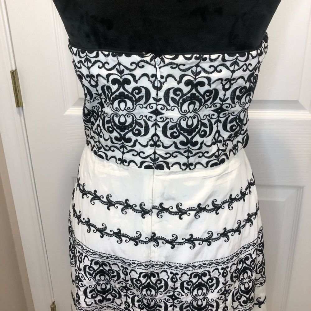 WHBM black white strapless belt sash dress size 6 - Picture 10 of 14